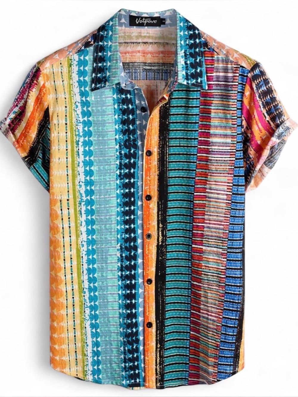 VATPAVE Floral Multicolor Hawaiian Shirt Short Sleeve Button Down